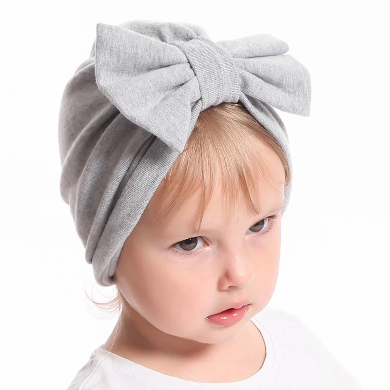 New Winter Baby Hat for Girls Big Bow Autumn Turban Cap Photography Props Infant Beanie Girl Accessories 12 Colors | Детская одежда и