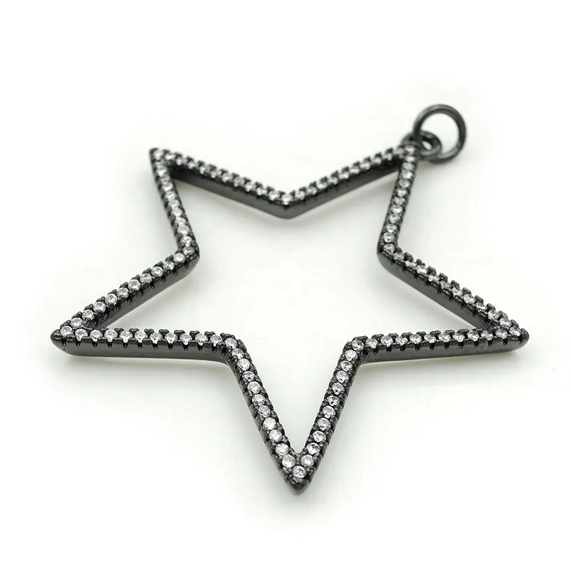 40*40*3 мм Micro Pave Clear CZ полые украшения в виде звездочек подходят для изготовления DIY браслеты или ожерелья ювелирные изделия