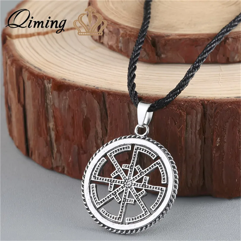 as picture Viking кулон Valknut мужское ожерелье круглый языческий религиозный человек славянский Серебряный Женский стимпанк Ювелирное колье в тибетском стиле амулет - Окраска металла: as picture
