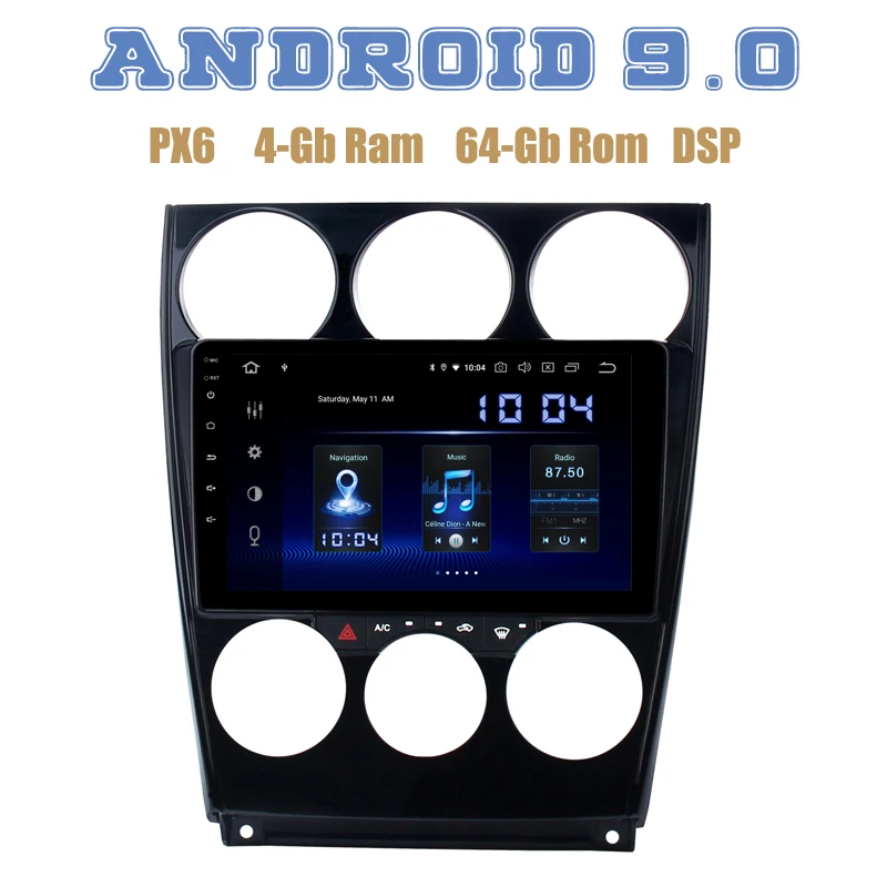 Автомагнитола 9 &quotIPS px6 для Mazda 6 2004-2014 Android 0 GPS радио плеер с Wi-Fi usb DSP 4 + 64 ГБ авто