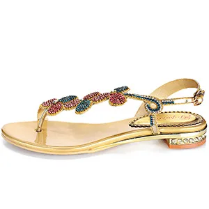 New Summer Style Sexy High Quality Elegant Women's Shoes Leather Heels Rhinestones Flip-Flops Sandals Casual Wedding Size 11