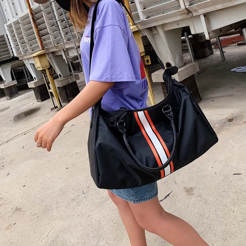 Женская сумка для хранения нейлоновые полосатые дорожные сумки складные