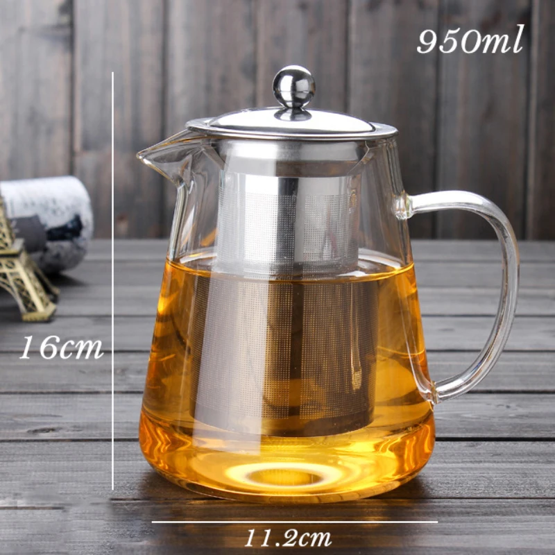 Термостойкий стеклянный графин с крышкой и Нержавеющее ситечко кувшин для