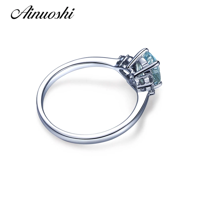 AINUOSHI роскошные 925 пробы Серебряный Топаз Свадебное обручальное кольцо натуральный светло голубой топаз Овальной Огранки кольцо Обручальные кольца подарок