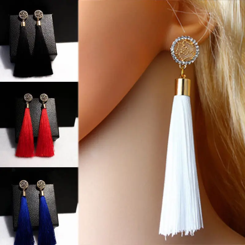 Для женщин Винтаж с длинной бахромой в богемном стиле свободные модные серьги