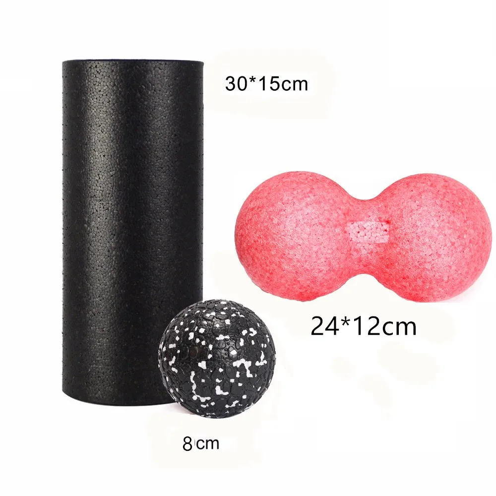 Красный GR Treat Yoga Block EPP пенопластовый ролик и арахисовый Массажный мяч набор фитнес для физиотерапии упражнения мышцы ног/руки/спины - Цвет: Красный