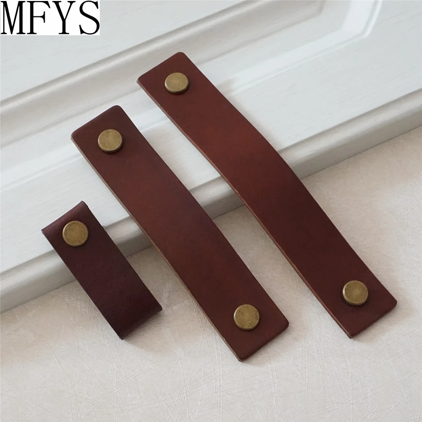 

3.75'' 5'' 6.3'' Antique Bronze Cabinet Handles Brown Leather Dresser Handles Drawer Knobs Pulls Door Handle Kitchen Pulls Knob