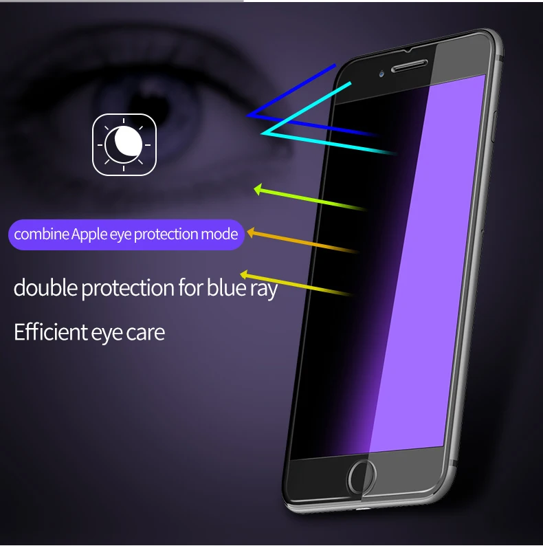 YIYONG закаленное стекло для iPhone 6 6s 7 8 Plus HD прозрачный анти синий луч света экран протектор для iPhone X XR XS Max стекло