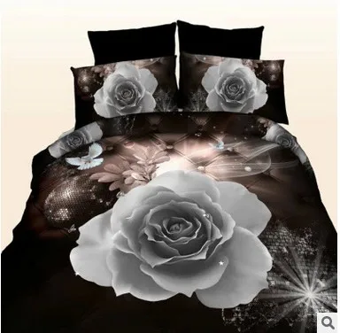 3d rose bedding sets Красная роза одеяла наборы 3D постельные принадлежности одеяло пододеяльник кровать в сумке простыня покрывала постельное белье doona королева размер полный двойной дешевые 5 шт - Цвет: 3d rose bedding sets