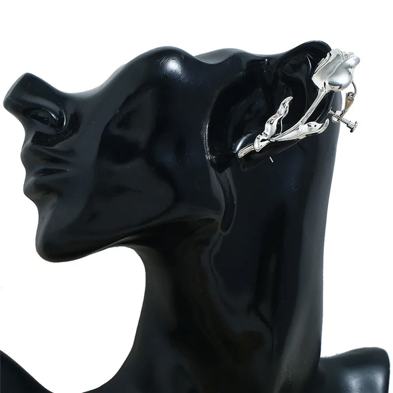 Серьги-клипсы женские крупные в виде цветка розы подвесные ювелирные украшения