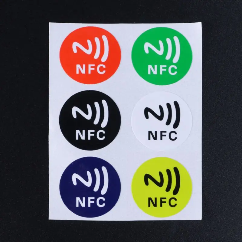6 шт. водонепроницаемый ПЭТ Материал NFC наклейки умный клей Ntag213 метки для всех