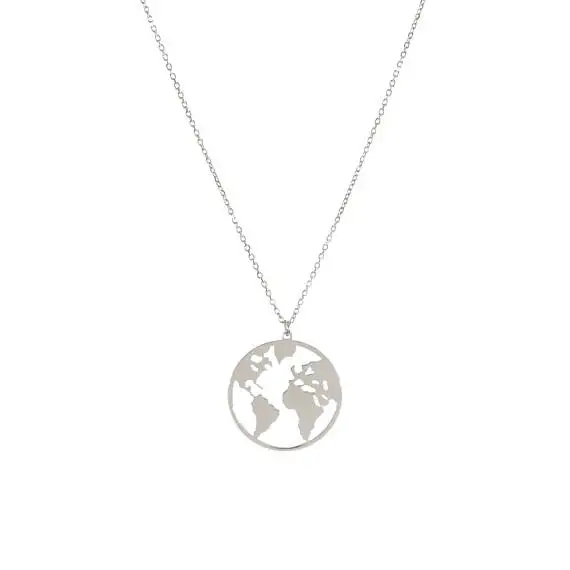 Ожерелье с подвеской геометрической формы изображением карты мира|world pendant|necklace