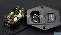 ac power socket 10a250v archarm 4n pure copper gold plated terminals with switch hifi audio diy free shipping