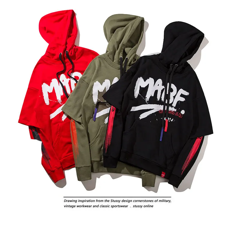 Новинка 2017 года красные черные Для мужчин S Толстовки кофты Письмо печати Дизайн