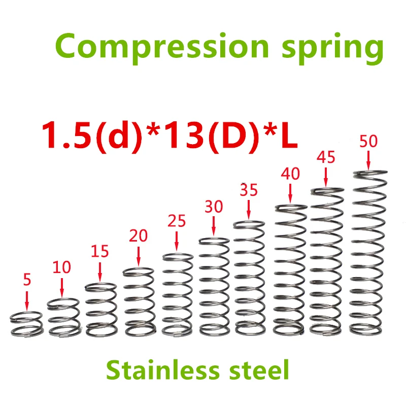 

20 шт 1,5*13 * (15/20/25/30/35/40/45/50) из нержавеющей стали серии маленькие точечные пружины компрессионные пружины