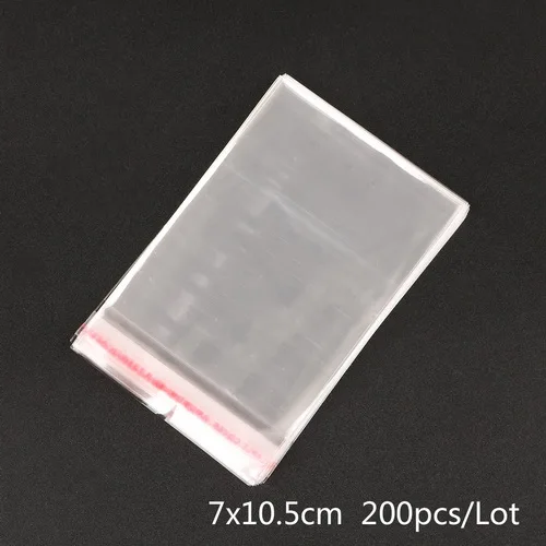 7x10.5cm 200 шт./пакет прозрачный самоклеящийся уплотнитель OPP пластик, целлофан сумки подарки мешок& мешок ювелирные изделия упаковочная сумка - Цвет: 7x10.5cm