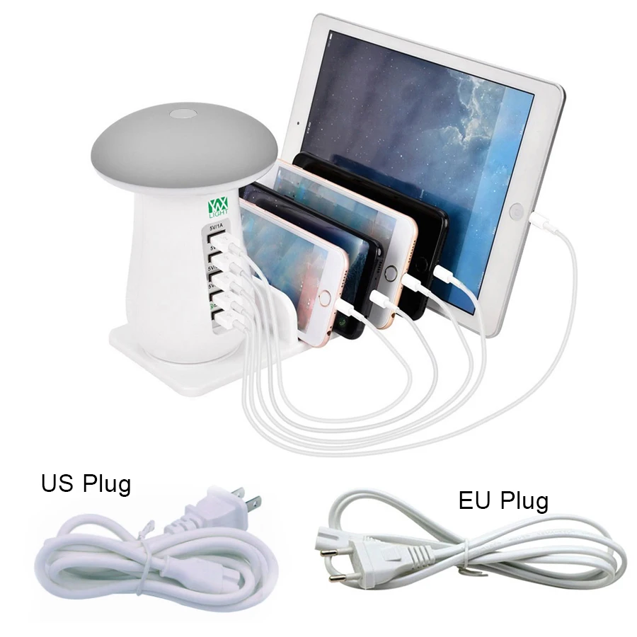 YWXLight Quick Charge 3 0 USB Зарядное устройство концентратора путешествия ночник 5 Порты и