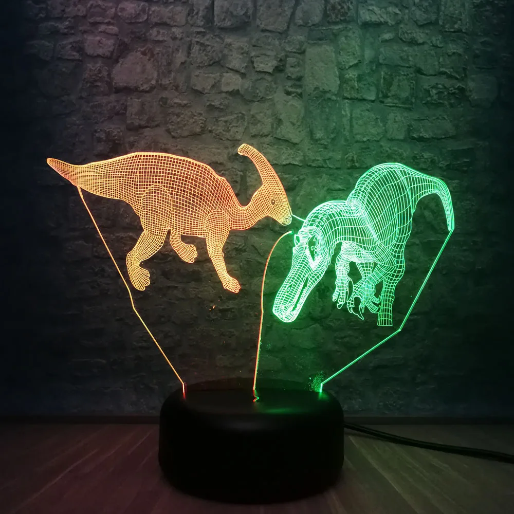 Новинка Животное Динозавр 3D лампа смешанные цвета спальный ночной Светильник