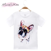 2019 new children clothes kids t shirts animal dog prench bulldog 100 cotton boys short t shirt baby girls tops free shipping