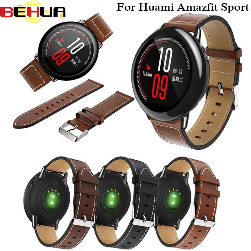 

Ремешок из натуральной кожи для Xiaomi Huami Amazfit Stratos Pace 2 2S GTR 3 3 Pro 47 мм 2e GTR2 браслет ремень браслет