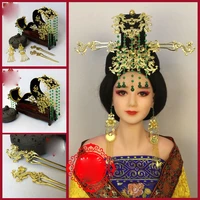 2 designs tang empress wu zetian dragon crownpiece ancient chinese beading curtain throne mian hat hair tiara hair crown
