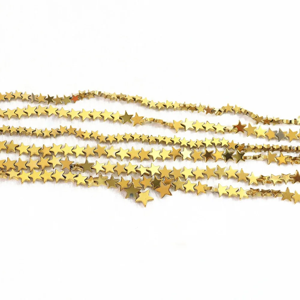 Gold-color Hematite Stone HOT Sell 6mm 8mm 10mm Natural Fashion Star Shape Beads Loose 15 Inches B199 | Украшения и аксессуары