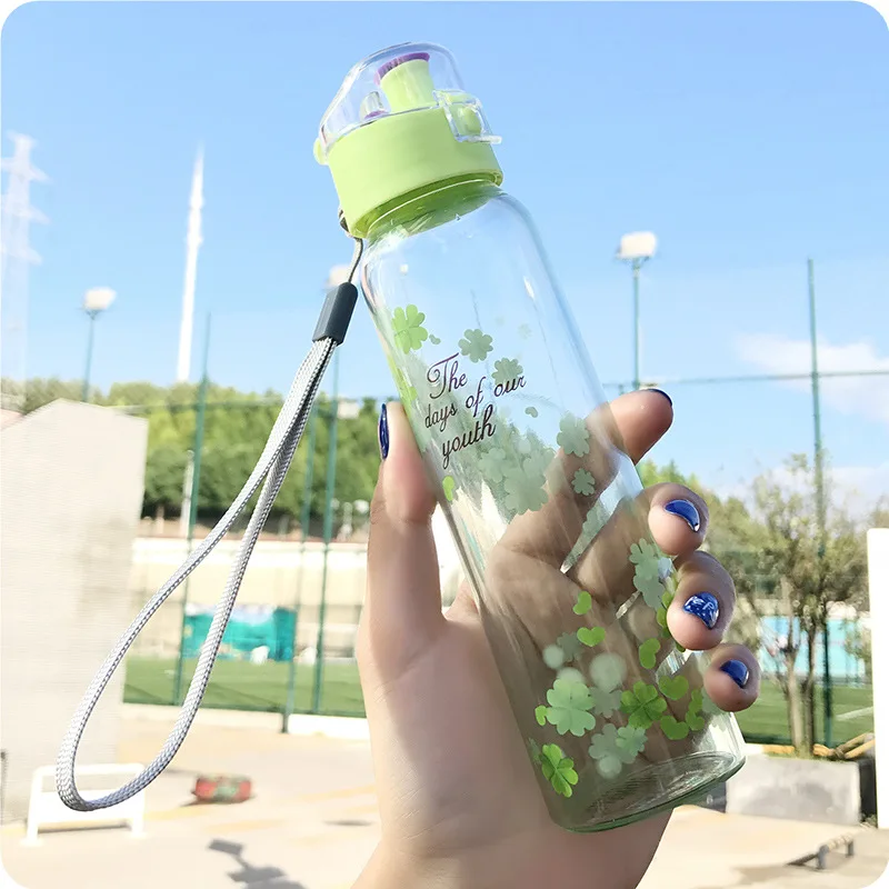 Green 250 мл модная Милая вишневая бутылка для воды из тонкого стекла для девушек и женщин, чашка для путешествий, фруктовый стакан для лимонного сока, чайник для молока - Цвет: Green