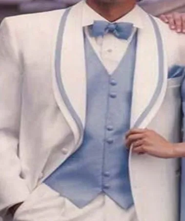 Новейший дизайн пальто и брюк белый формальный мужской костюм с отложным