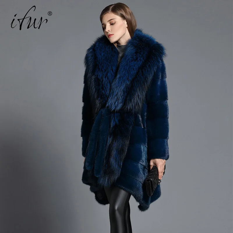 2021 бренд класса люкс для женщин натуральная норковая Меховая куртка длинная