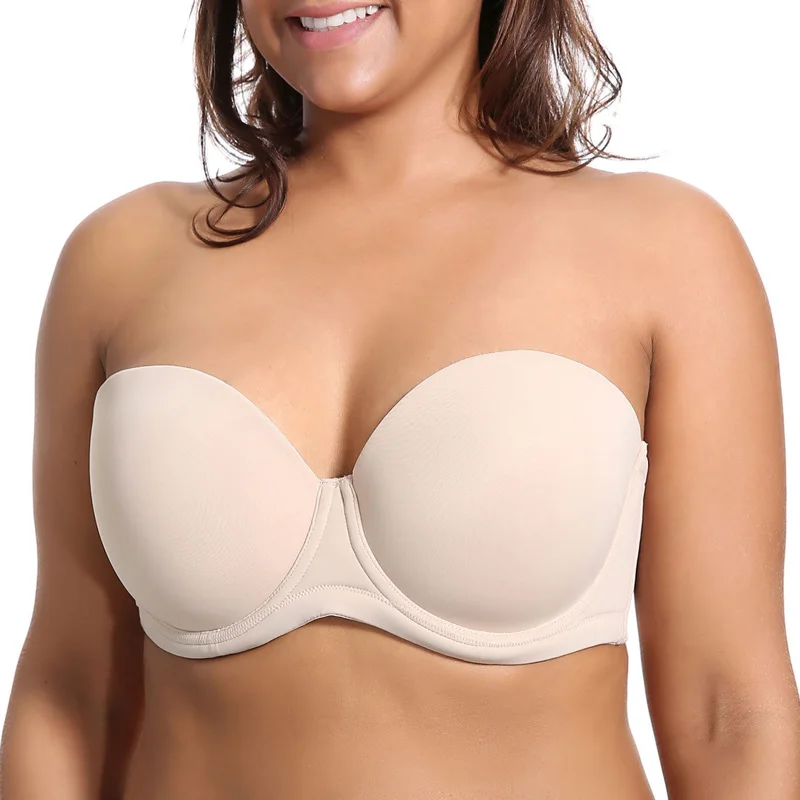 

34 36 38 40 42 B C D DD DDD E FWomen Plus Size Non Padded Unlined Underwire Contour Multiway Strapless Push Up Bra