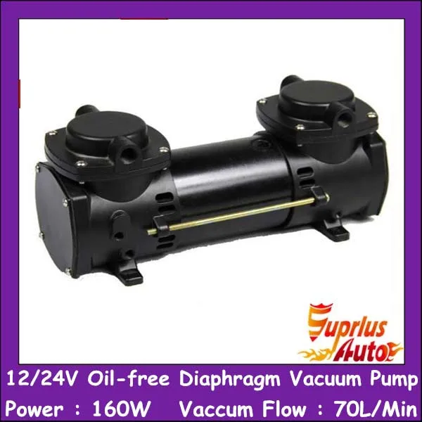 

GZ-35B-12 12/24V 160w Double Head DC Brush Diving Diaphragm Vacuum Pump with 70L/min vacuum flow