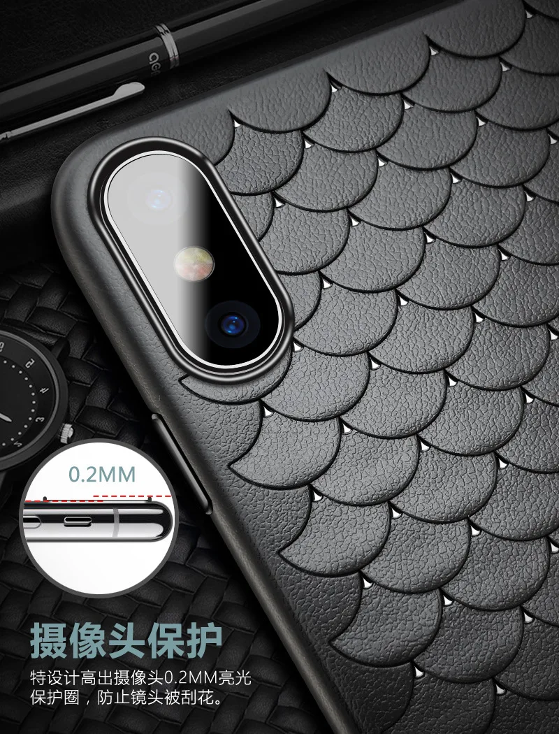 iboann Louver matte Ultra Thin Leather texture soft gel tpu scale cases for iphone 6 6s 6plus 7 8 plus X phone case |