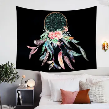 BlessLiving Dreamcatcher Tapestry Wall Hanging Tribal Wall Carpet Multicolors Bedspreads Floral Sheet Home Decoration 150x200cm 3