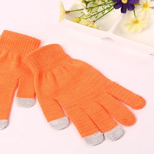 Orange Зимние мужские защитные перчатки, кашемировые перчатки, повседневные теплые вязаные варежки с сенсорным экраном, прочные рабочие перчатки для вождения, свободный размер - Цвет: Orange