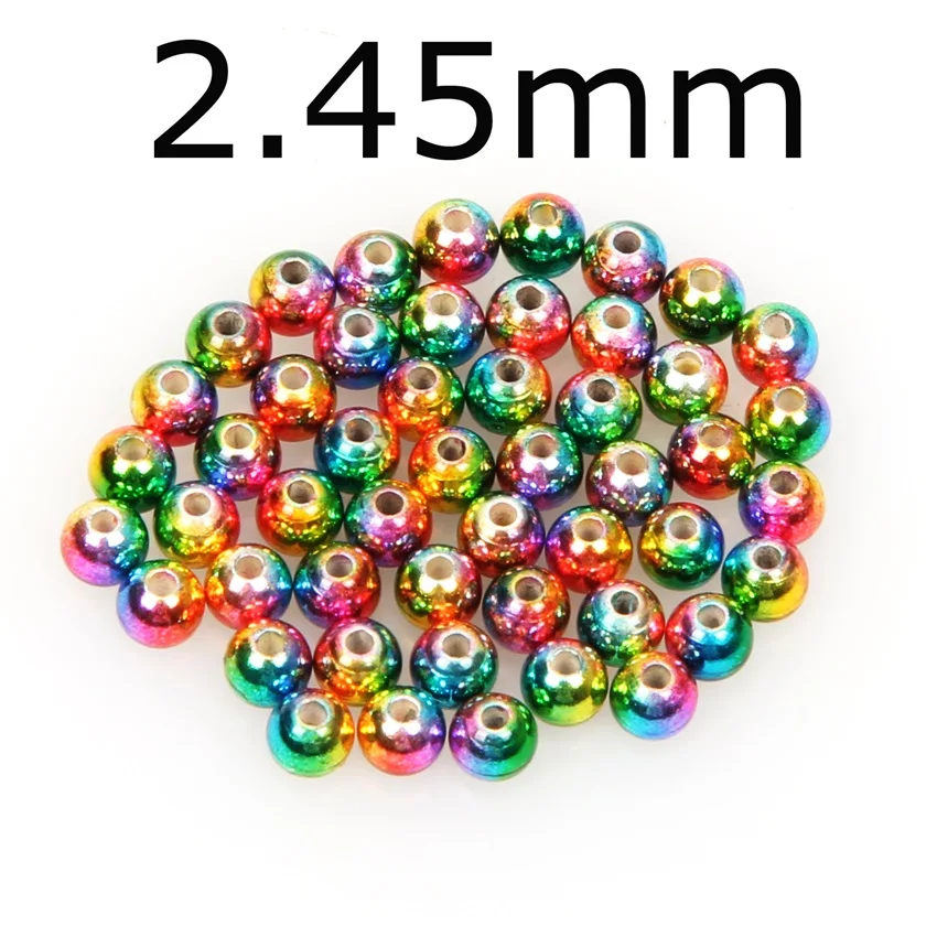 2.45 Rainbow 100 шт. вольфрамовые шарики для ловли нахлыстом с головкой Нимфы, вольфрамовые шарики для ловли нахлыстом, материал для связывания и аксессуары - Цвет: 2.45 Rainbow