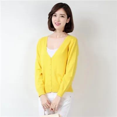 D00199 yellow Модный кашемировый кардиган, свитера, женская блузка, вязанное кашемировое пальто с v-образным вырезом, однотонный эластичный тонкий женский повседневный жакет D199 - Цвет: D00199 yellow