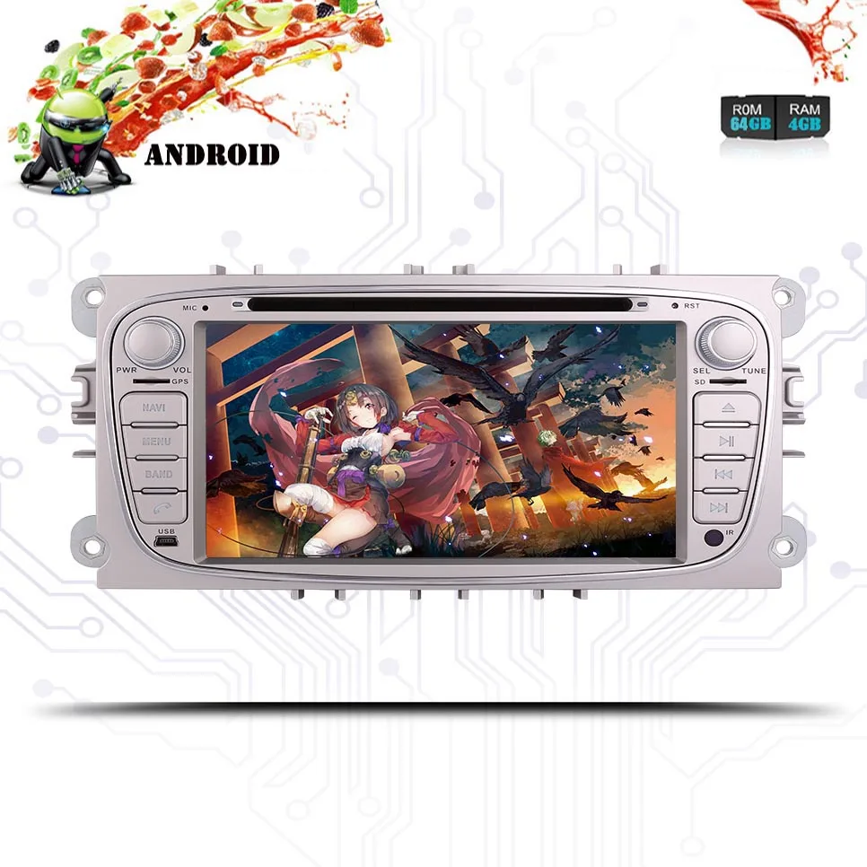 Автомобильное радио 2 din 4 + 64G Android 10.0car dvd кассетный плеер для ford focus автомобилей gps