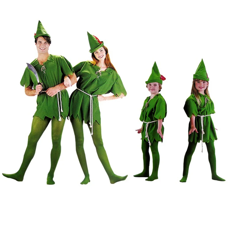 

Halloween costume party dress Green elves Peter pan Role-playing apparel Free shipping