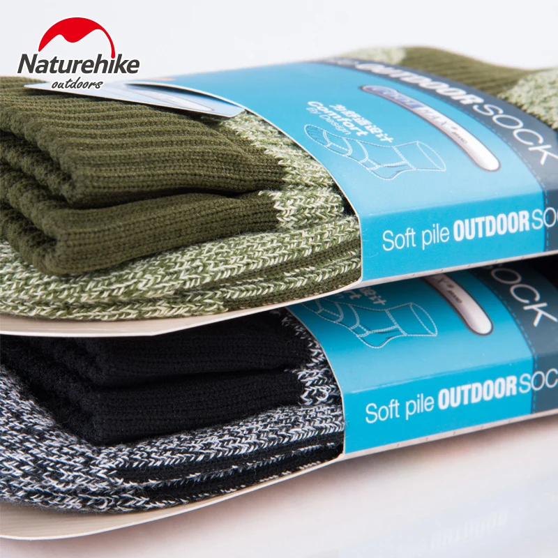 NatureHike Men Socks Hiking Climbing Skiing Outdoor Running Keep Warm Sport Male Grey Green Winter |