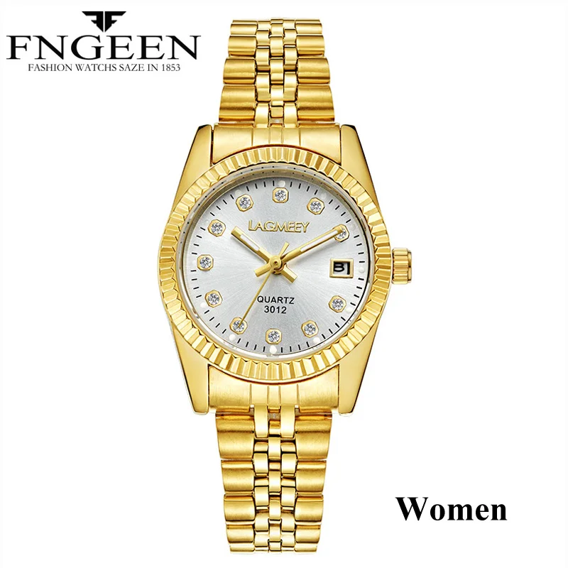 WomenSteelGold White Золотые часы для мужчин Топ бренд класса люкс с бриллиантами кварцевые часы для пары женские со стальным ремешком светящиеся часы Reloj Hombre Love - Цвет: WomenSteelGold White