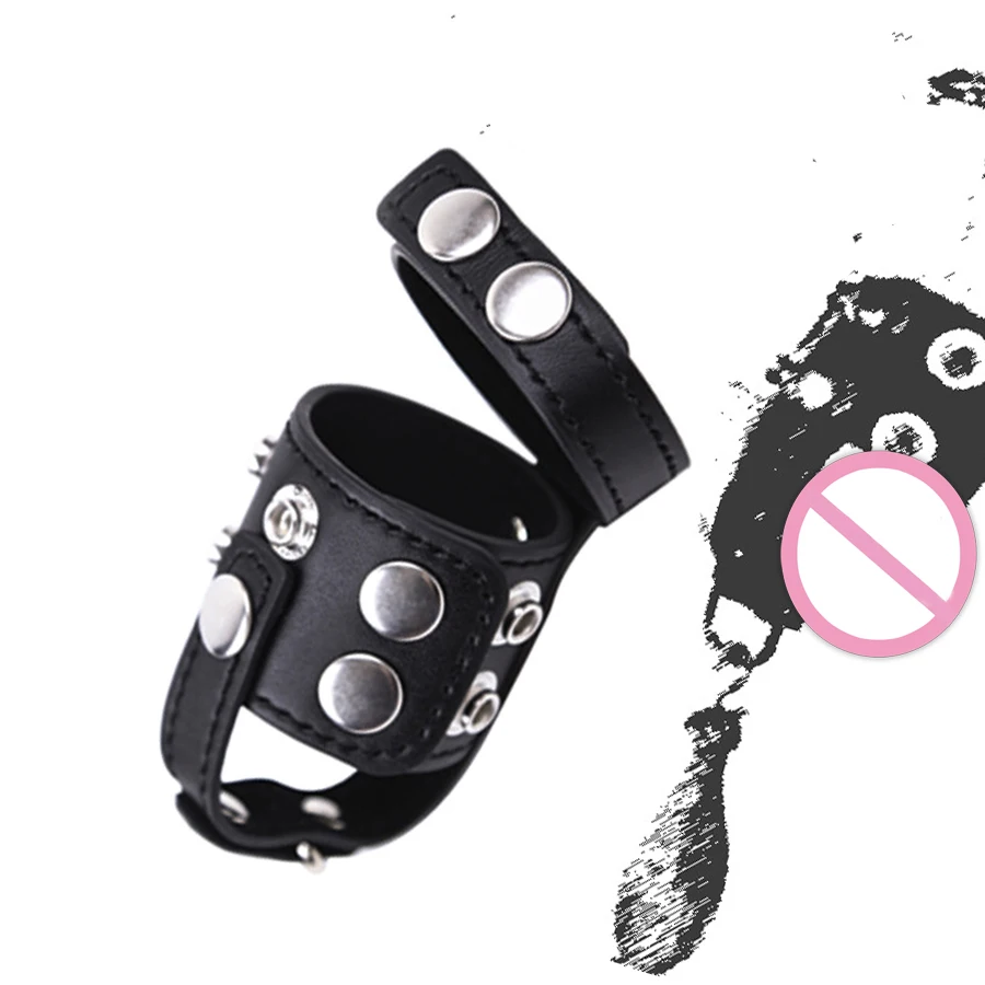 Кожаный растягиватель для пениса кольцо мошонки тренажер утяжеленного шара секс