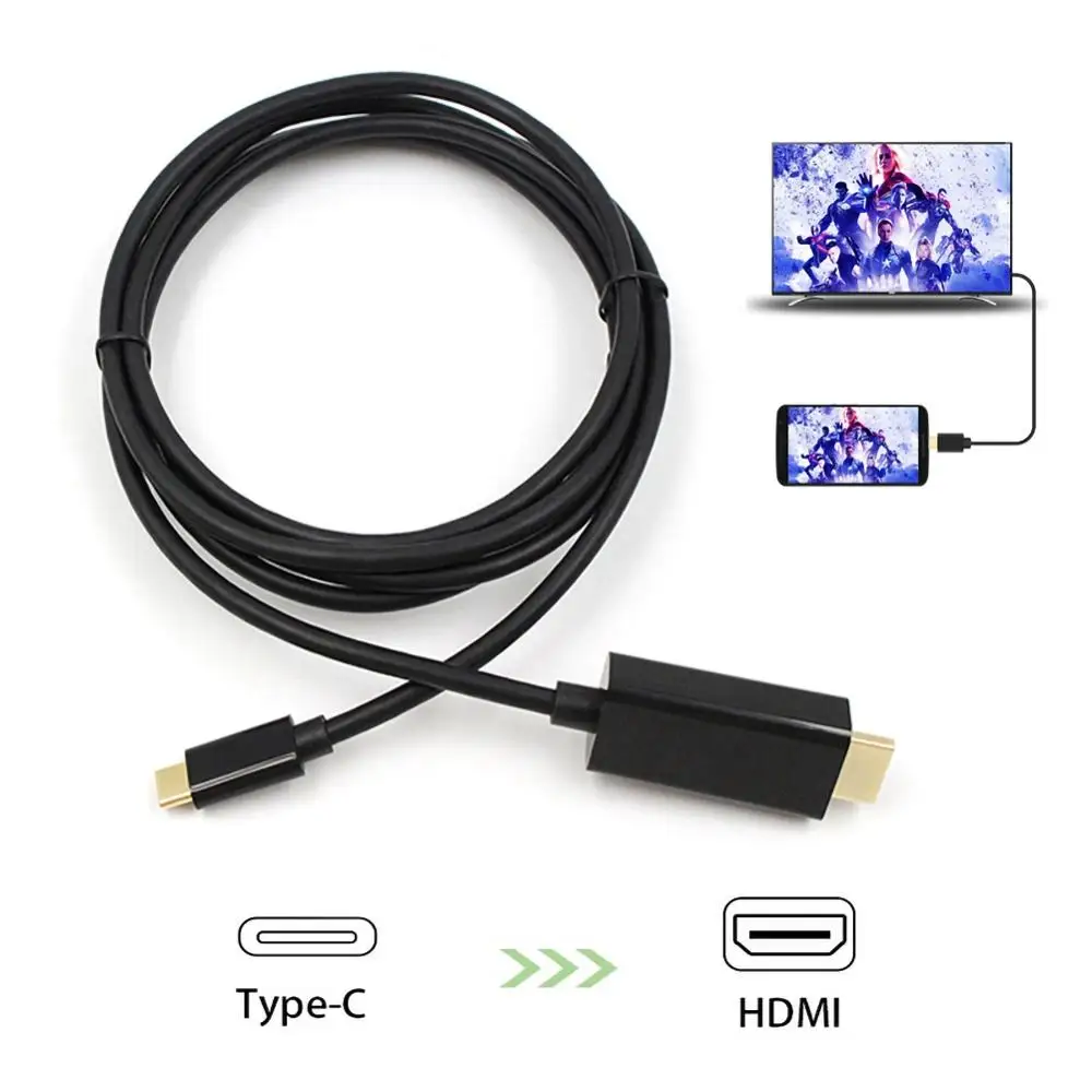 Черный Usb Type c к Hdmi конвертер адаптер для подключения телефону ТВ кабель HDTV видео