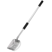 metal cat litter scoop with deep shovel and long handle detachable stainless steel non stick cat litter sifter with foam padde