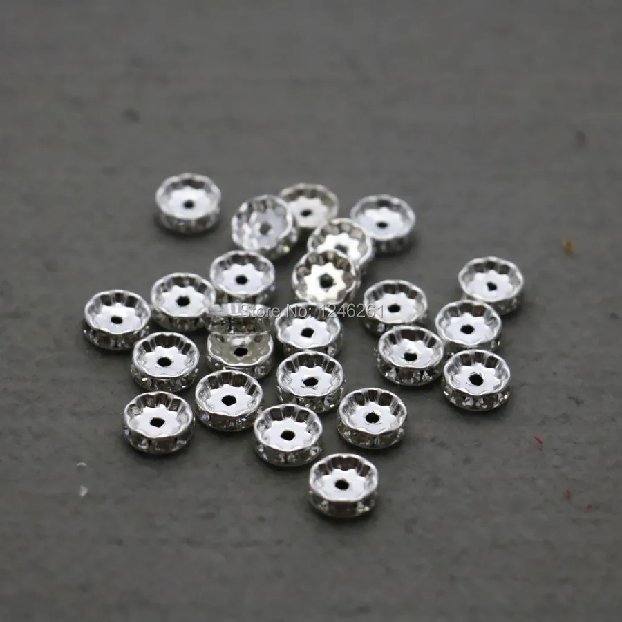 100 шт. круглые Распорки с серебряной пластиной инкрустированные стразы