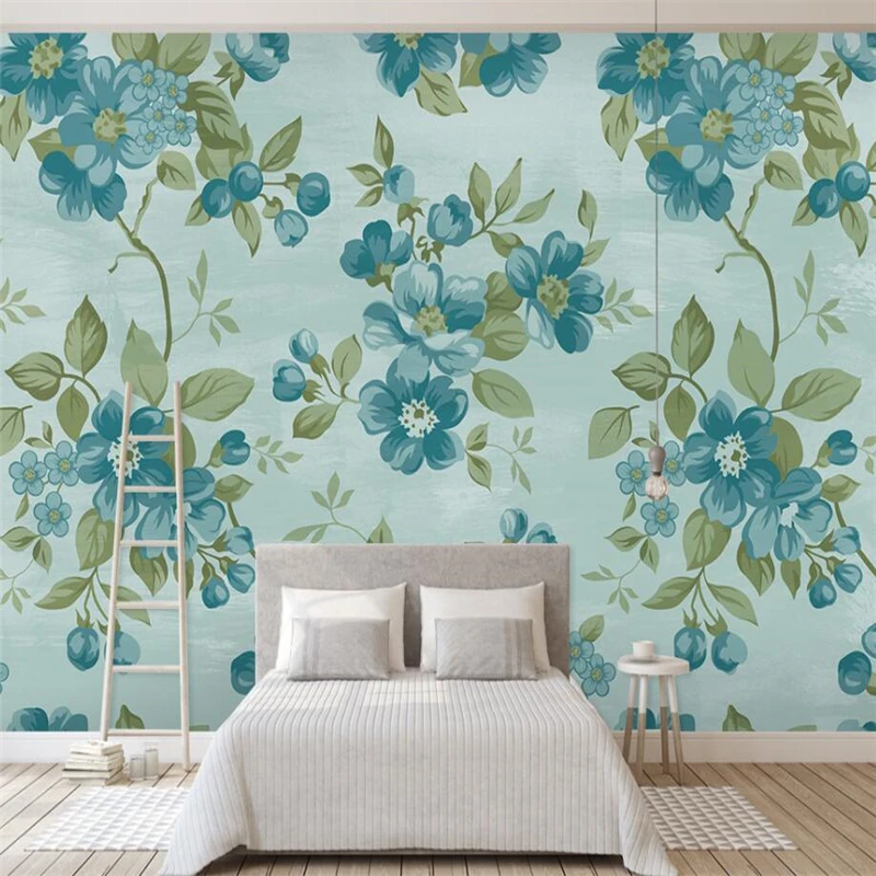 Wellyu скандинавский простой маленький свежий Ручная роспись Синие цветы