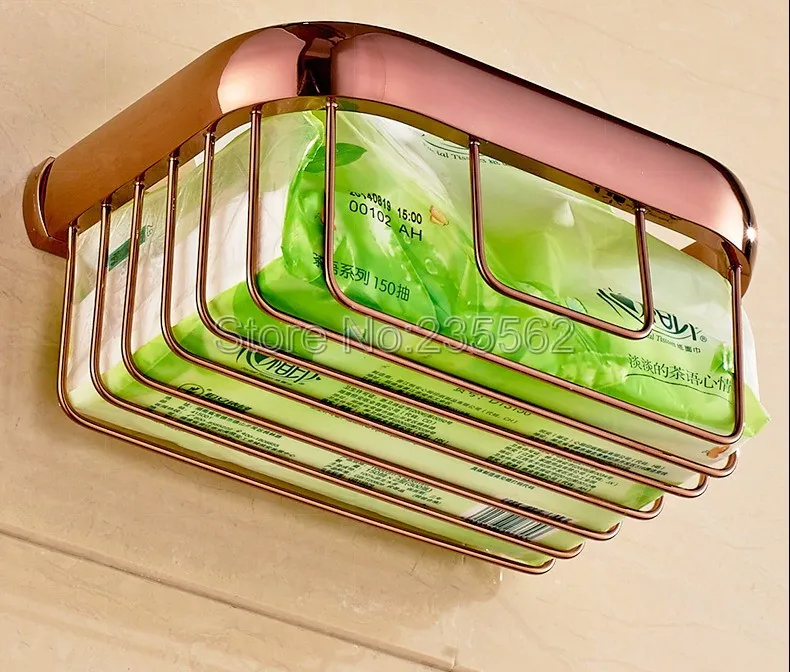 Однотонный латунный держатель для туалетной бумаги цвета розового золота в