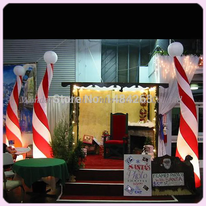 

LED lighting christmas inflatables Christmas column with red and white stripes