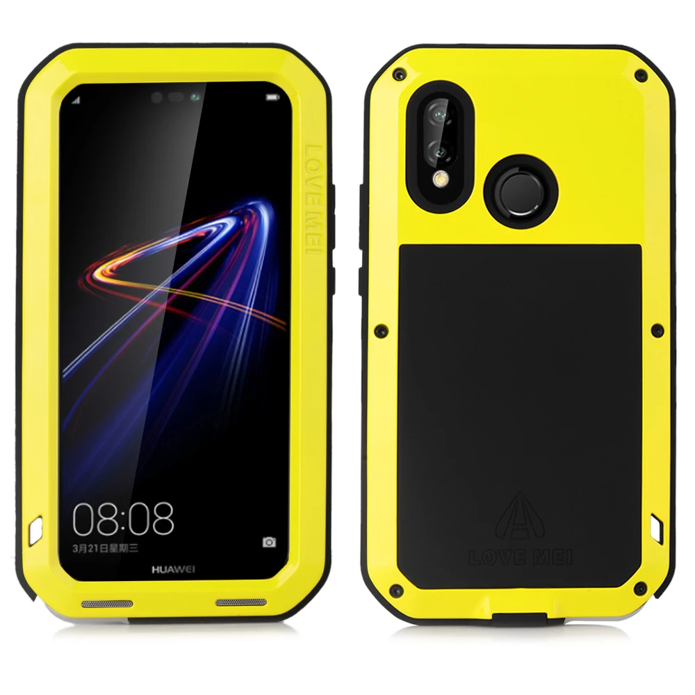 Популярный металлический водонепроницаемый чехол для телефона huawei nova 3e с закаленным стеклом, защитная крышка для телефона