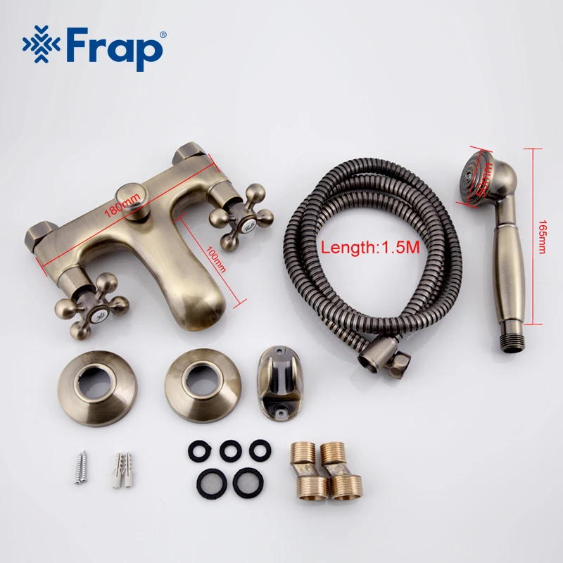 Античный бронзовый смеситель для ванны Frap в ретро стиле двойная ручка душа