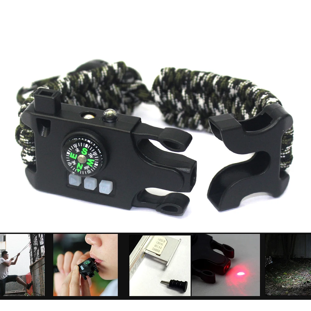 Многофункциональный браслет SOS Открытый выживания путешествия аварийный зонтик